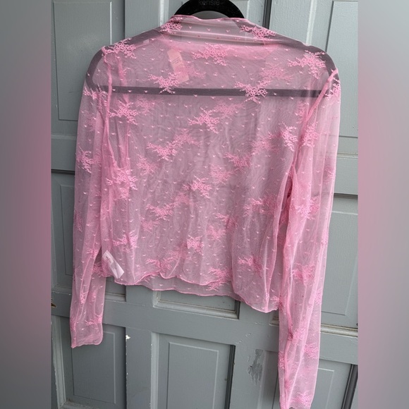 NWT Aerie Long sleeve mesh layering top in pink size L - Picture 6 of 7